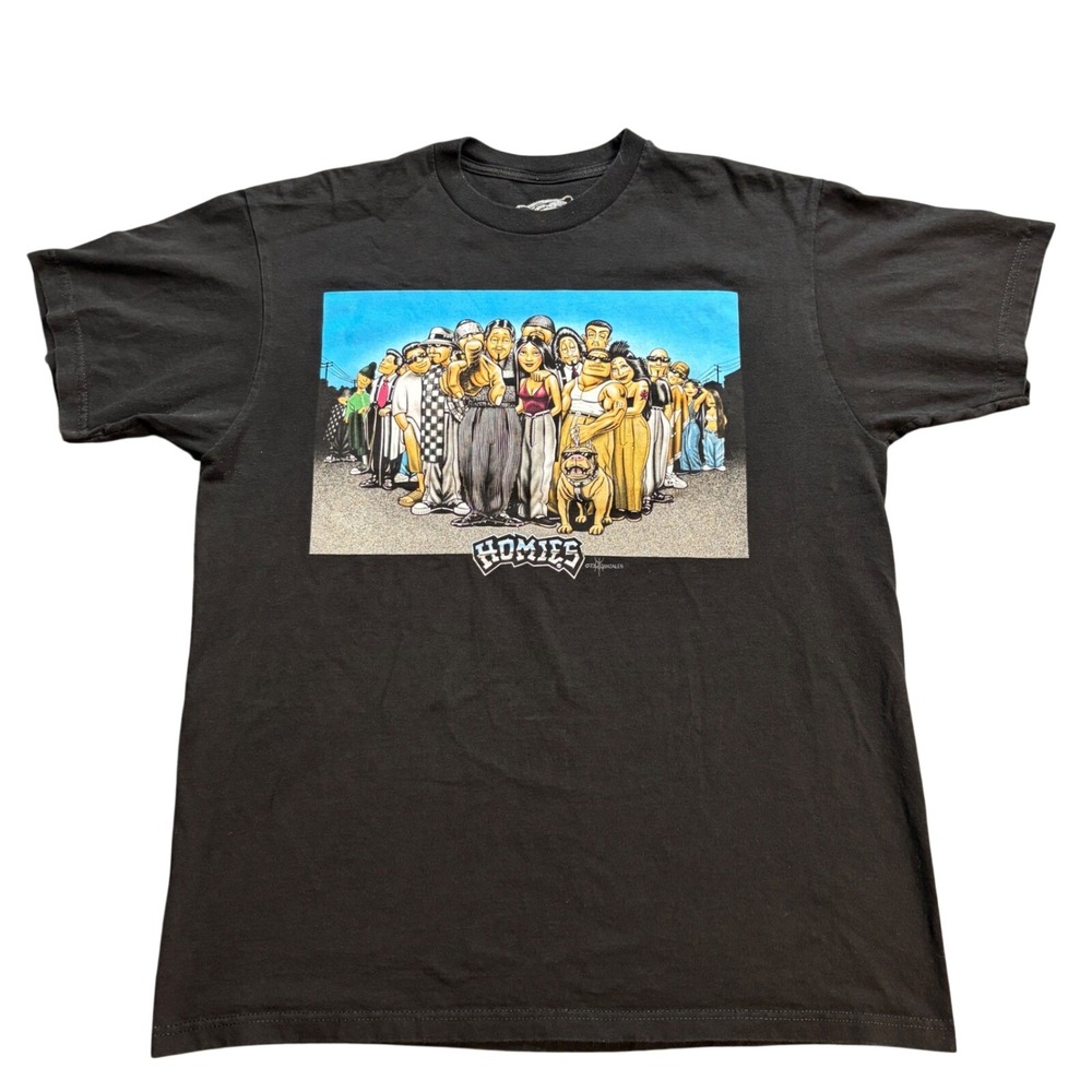 DGA Homies Graphic T-Shirt Mens XL Black David Gonzales Art Chicano Streetwear